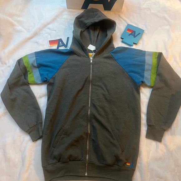 NWT Aviator Nation RARE Patch  Hoodie Large  Charcoal - Picture 1 of 4